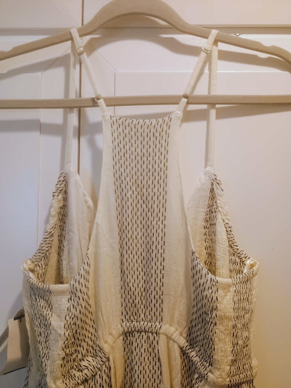 Liverpool Charcoal Thread Striped Cream Maxi Dress Adjustable Spaghetti Straps - Picture 6 of 9